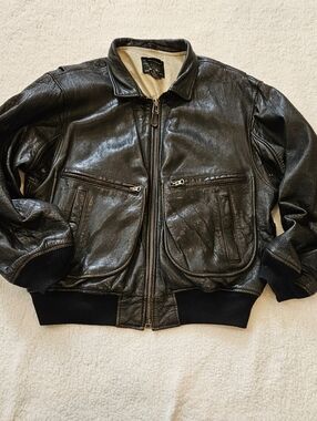 Avirex G-2 Leather Flight Jacket XL – Vintage Brown Bomber Jacket